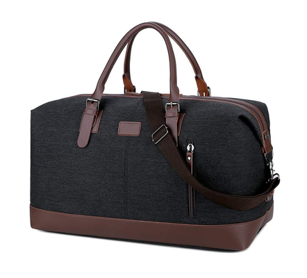 comprare Grandi Capacità Borsa da viaggio cuoio nero tela spalla crossbody fine settimana online manufacture