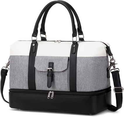 comprare Canvas Large Weekender Pieghevole Carry On Travel Duffel Bag con vano per scarpe in pelle online manufacture