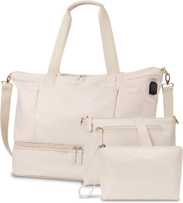 comprare Borsa da viaggio beige espandibile con porta scarpe e tasca bagnata online manufacture