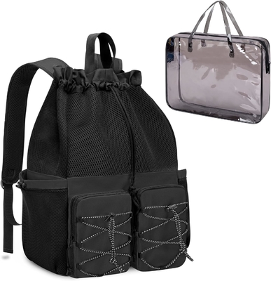 comprare Black Waterproof Drawstring Beach Swim Gym Pool Sports Mesh Custom Travel Bag per uomini e donne online manufacture