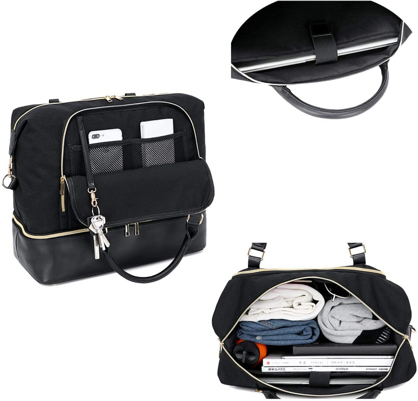 Borsa da viaggio in cuoio da uomo da donna con manica di carrello 17.3x14.5x8.3