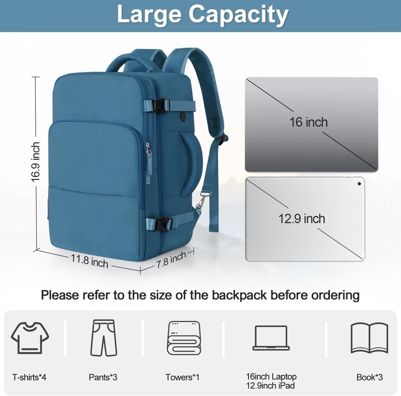 Acque resistenti Per lavoro Per escursioni Casual Portare in giro Borsa da viaggio Per volo Approvato Adaptabile Laptop da 16 pollici