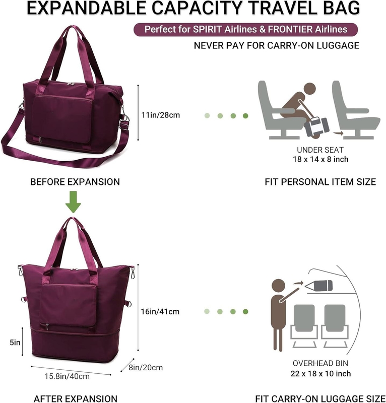 Capacità ampia sacchetto di separazione secco bagnato espandibile viaggia portando con la cintura a spalla