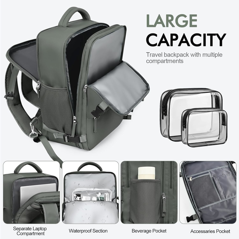 Casual Carry On Bag Bag Bag Bag di viaggio verde oliva con porta di ricarica USB