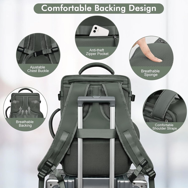Casual Carry On Bag Bag Bag Bag di viaggio verde oliva con porta di ricarica USB