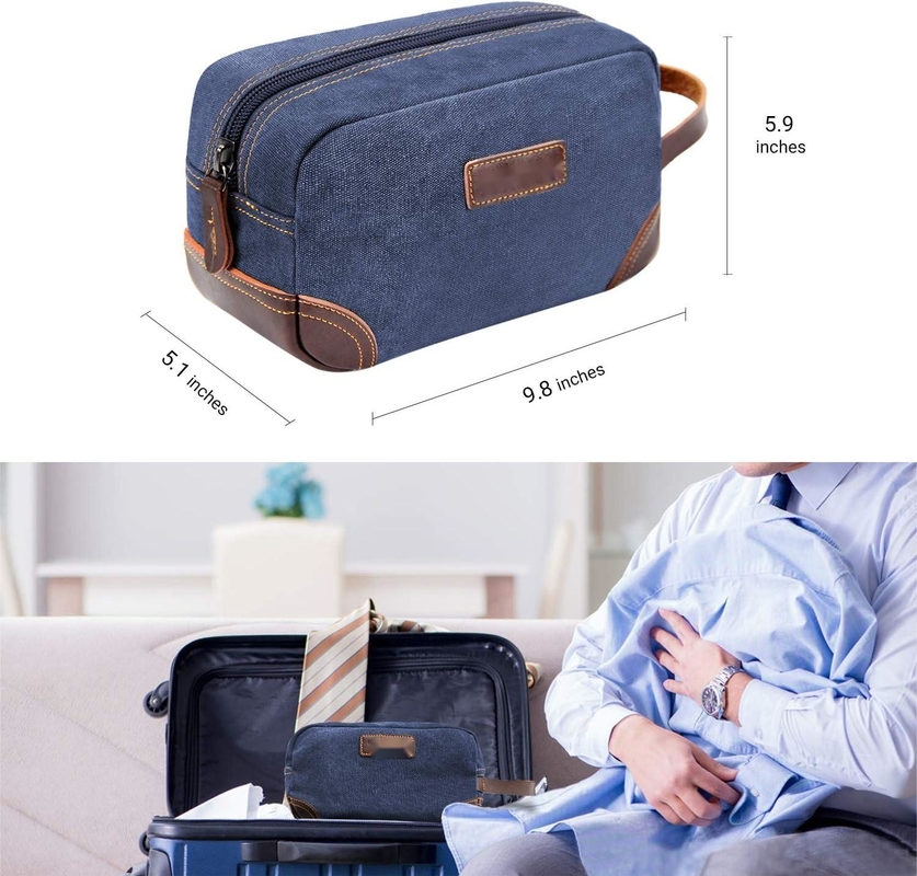 Bagno da bagno per uomini, cuoio blu e tela