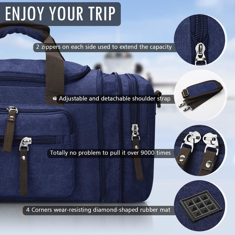 Borsa da notte di tela blu Sport Gym Yoga Messenger Bag con maniglia