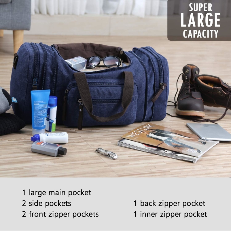 Borsa da notte di tela blu Sport Gym Yoga Messenger Bag con maniglia