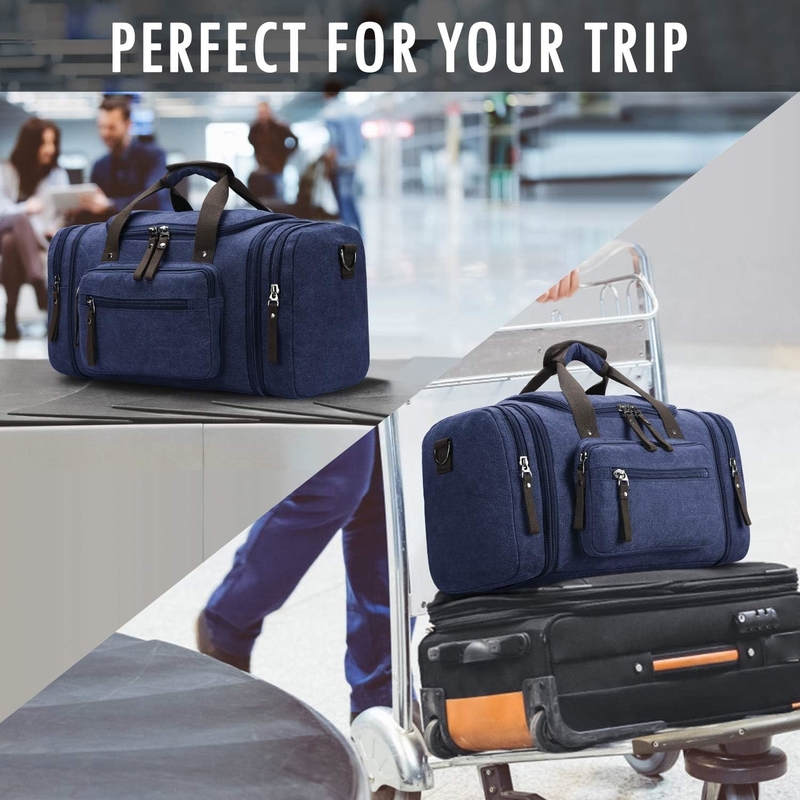 Borsa da notte di tela blu Sport Gym Yoga Messenger Bag con maniglia