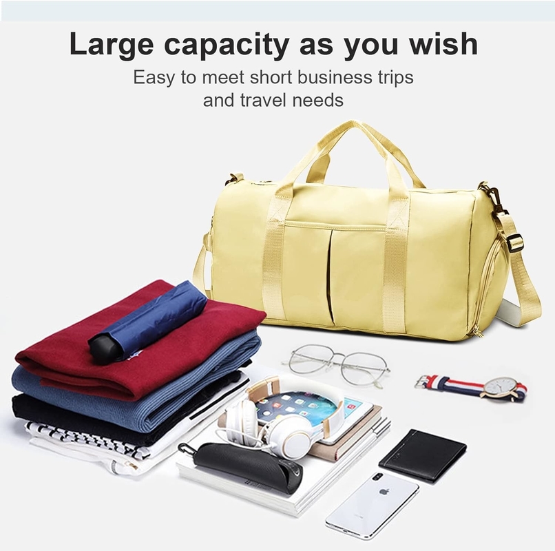 Yoga Gym Sport Outdoor Weekend Overnight Borsa da viaggio Giallo chiaro Colore Grande
