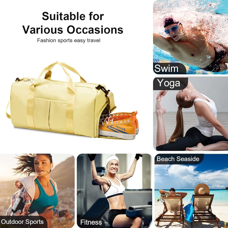 Yoga Gym Sport Outdoor Weekend Overnight Borsa da viaggio Giallo chiaro Colore Grande