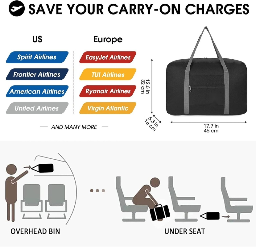 Sottoposto per aerei di grandi dimensioni Pieghevole Portabagagli Borsa da viaggio per donne