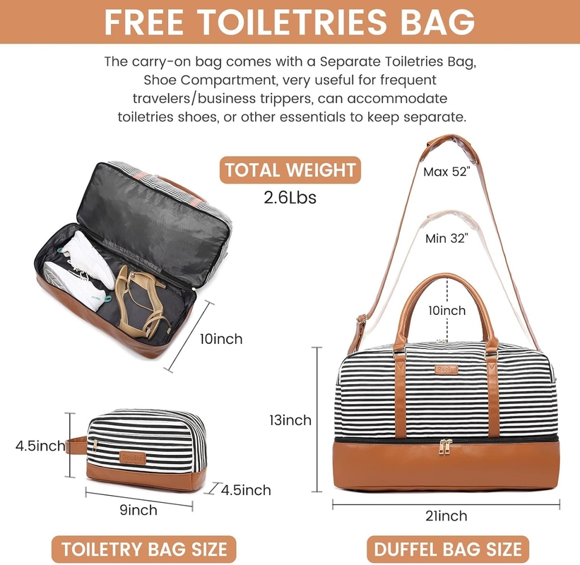 Acque resistenti grande portatile per la notte Acque resistenti mamma ospedale weekender borsa da viaggio con vano per scarpe