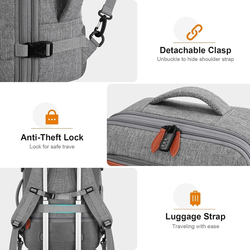 42L Carry on Luggage Flight Approved Espandibile cinture nascoste spalla Weekend Travel Bag con cubetti di imballaggio