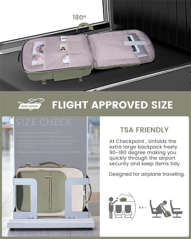 TSA articolo personale 40L impermeabile grande porta a bordo della compagnia aerea borsa di viaggio approvata con 3 cubi di imballaggio