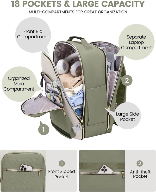 TSA articolo personale 40L impermeabile grande porta a bordo della compagnia aerea borsa di viaggio approvata con 3 cubi di imballaggio