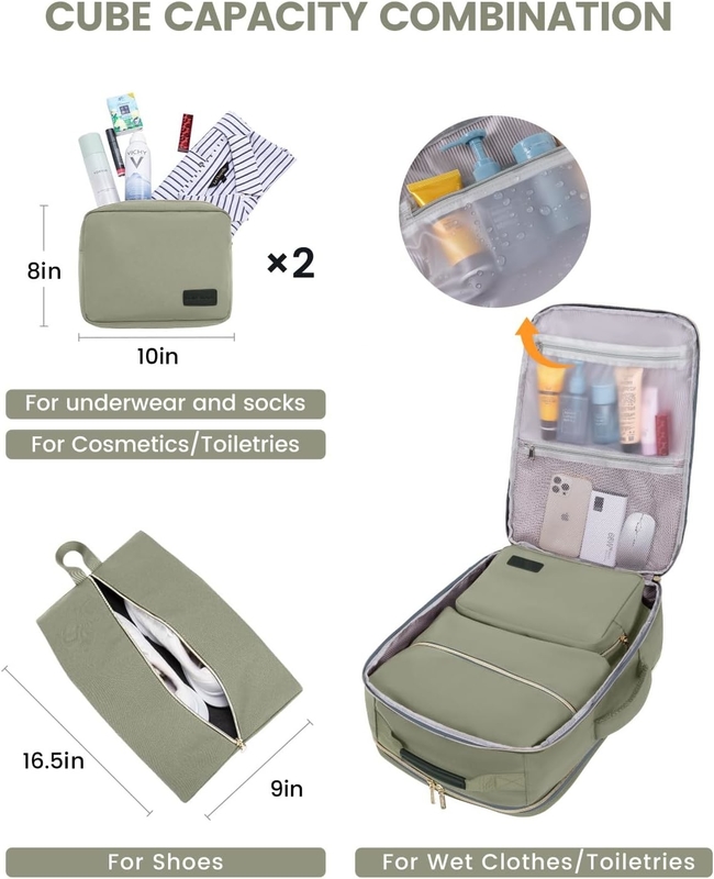 TSA articolo personale 40L impermeabile grande porta a bordo della compagnia aerea borsa di viaggio approvata con 3 cubi di imballaggio