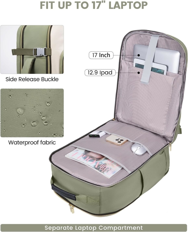 TSA articolo personale 40L impermeabile grande porta a bordo della compagnia aerea borsa di viaggio approvata con 3 cubi di imballaggio