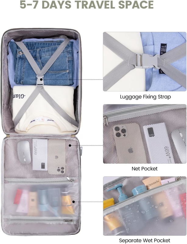 TSA articolo personale 40L impermeabile grande porta a bordo della compagnia aerea borsa di viaggio approvata con 3 cubi di imballaggio
