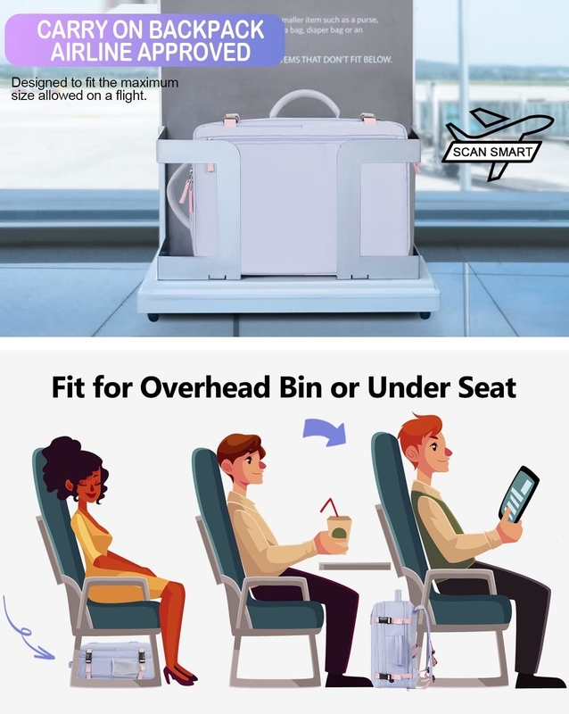 Purple 17,3 pollici Laptop Airline approvato Portare il bagaglio come oggetti personali Weekend escursioni borsa da viaggio per donne