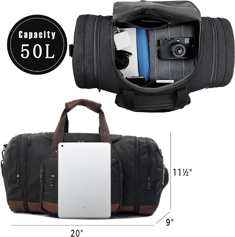 Viaggio di grande capacità Borsa per il fine settimana Comodo da trasportare bagagli Uomini Duffel Canvas Crossbody Borsa da viaggio