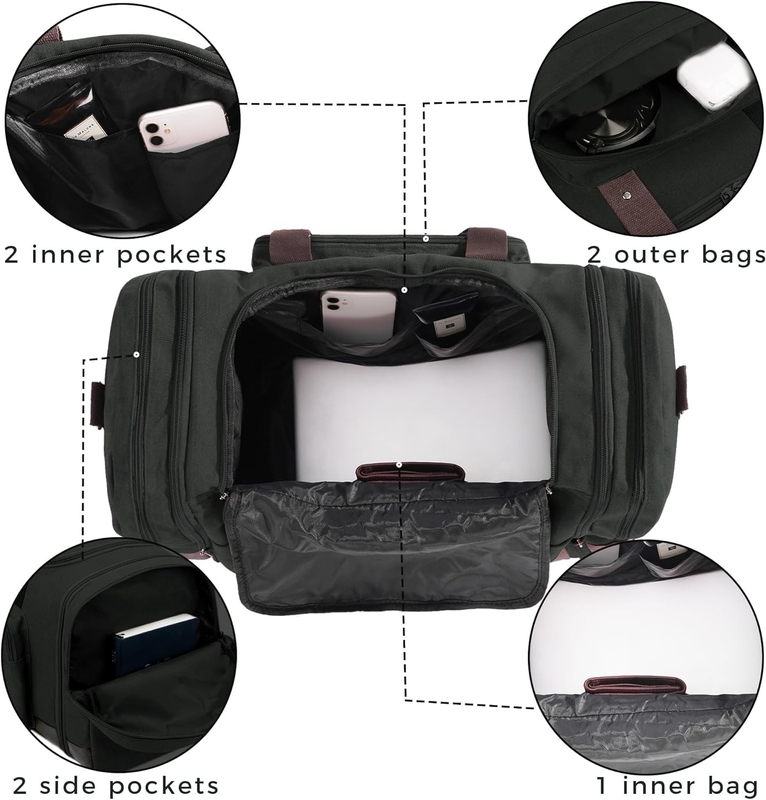 Viaggio di grande capacità Borsa per il fine settimana Comodo da trasportare bagagli Uomini Duffel Canvas Crossbody Borsa da viaggio