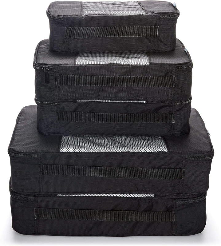Black Large Capacity Luggage Packing Organization Cubes 5 Pack Sacchetto da viaggio con maglia