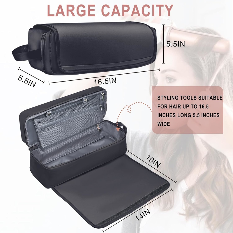 Borsa da viaggio per capelli 2 in 1 con tappetino resistente al calore per ferro piatto Dirigenti ferro a riccioli e accessori per la cura dei capelli