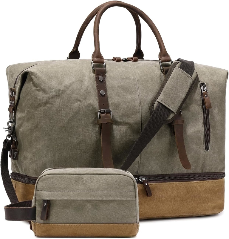 Green Weekendender Large Overnight Canvas Carry on Sport Gym Yoga Borsa da viaggio con vano scarpe