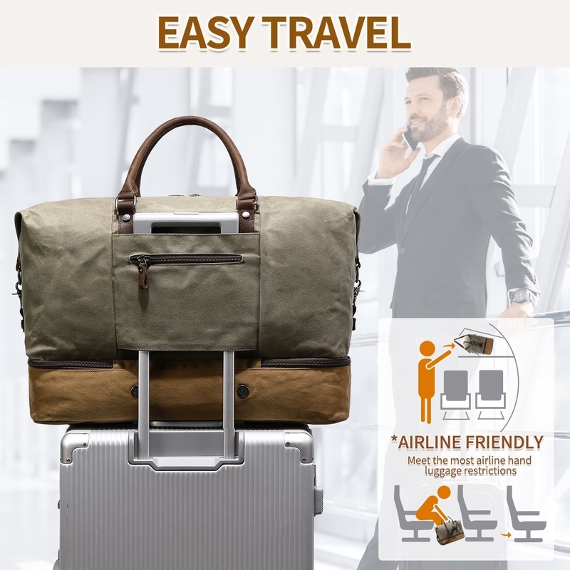 Green Weekendender Large Overnight Canvas Carry on Sport Gym Yoga Borsa da viaggio con vano scarpe