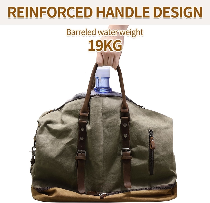Green Weekendender Large Overnight Canvas Carry on Sport Gym Yoga Borsa da viaggio con vano scarpe