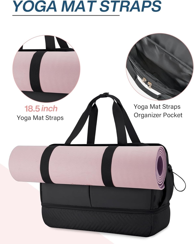 Large Black 40L Carry On Weekend Overnight Bag Sport Gym Yoga Custom Con Tasche Di Scarpe