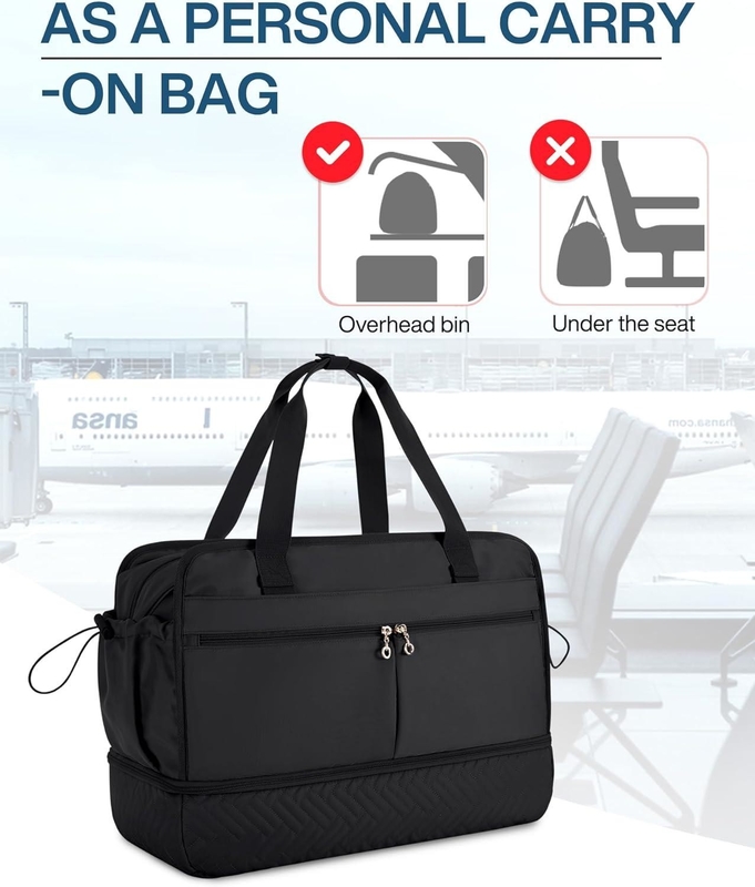 Large Black 40L Carry On Weekend Overnight Bag Sport Gym Yoga Custom Con Tasche Di Scarpe
