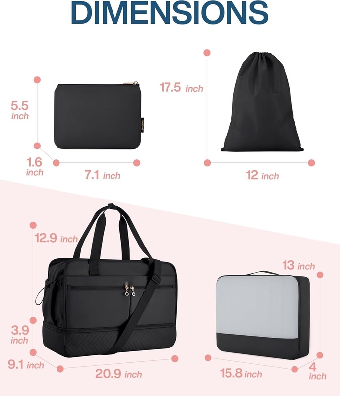 Large Black 40L Carry On Weekend Overnight Bag Sport Gym Yoga Custom Con Tasche Di Scarpe