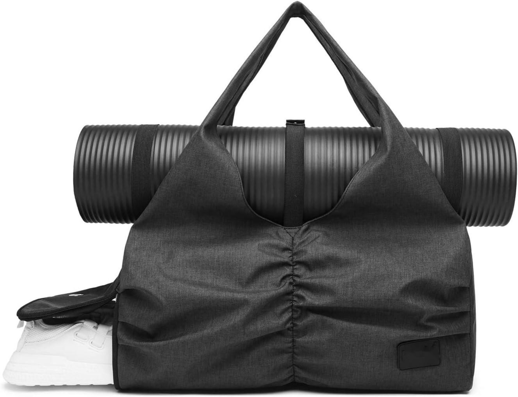 Polyester nero Yoga Gym Sport Tasse personalizzabili con tasche di stoccaggio asciutte e bagnate