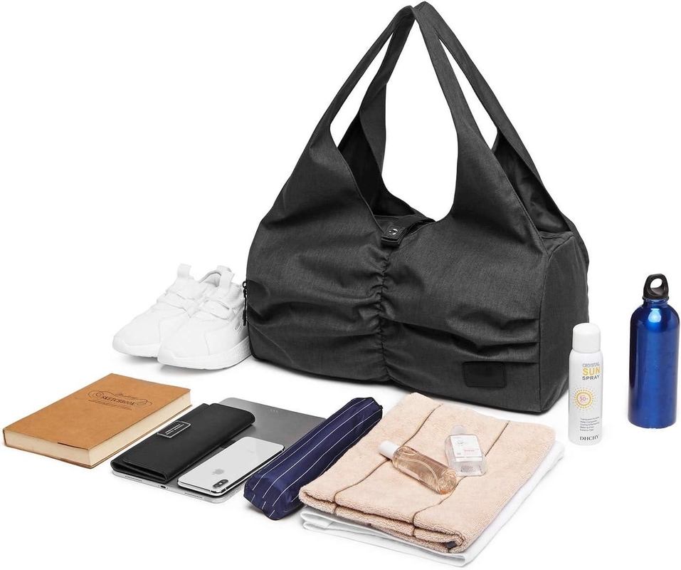 Polyester nero Yoga Gym Sport Tasse personalizzabili con tasche di stoccaggio asciutte e bagnate