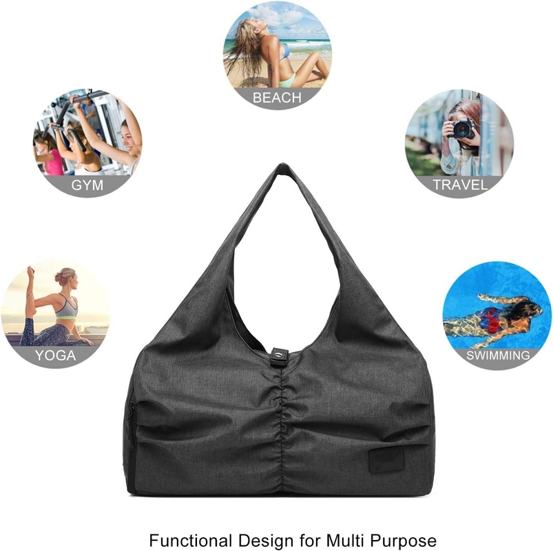 Polyester nero Yoga Gym Sport Tasse personalizzabili con tasche di stoccaggio asciutte e bagnate