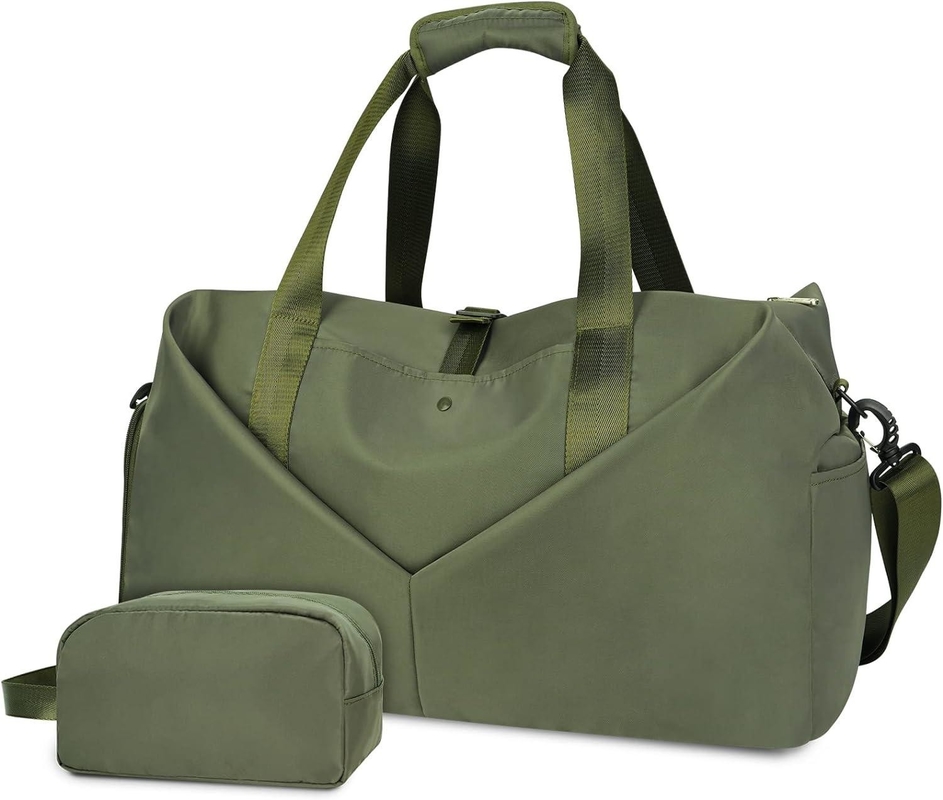 Green Portable Overnight Weekender Bag Gym Duffel Bag con scarpe da tasca bagnato