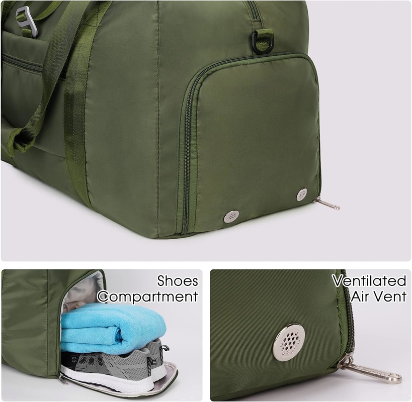 Green Portable Overnight Weekender Bag Gym Duffel Bag con scarpe da tasca bagnato