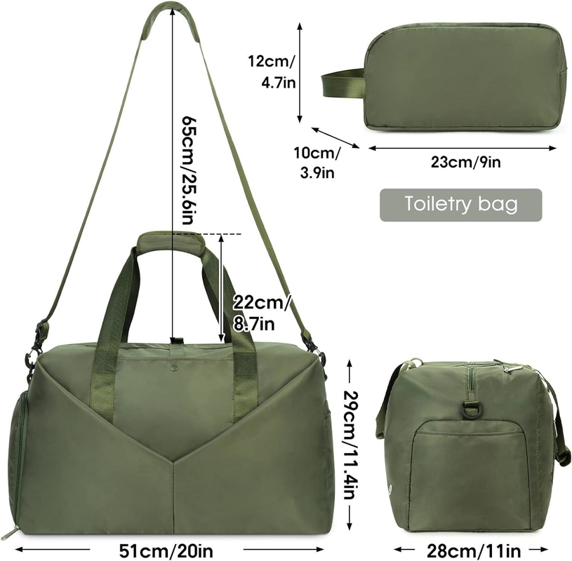 Green Portable Overnight Weekender Bag Gym Duffel Bag con scarpe da tasca bagnato