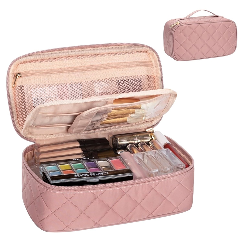 Borsa da viaggio portatile rosa carina piccola spazzola organizzatore personalizzato con compartimento