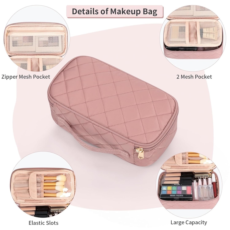Borsa da viaggio portatile rosa carina piccola spazzola organizzatore personalizzato con compartimento