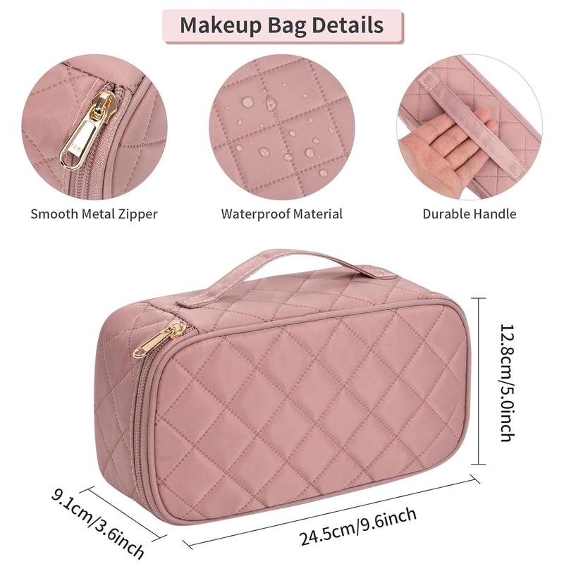 Borsa da viaggio portatile rosa carina piccola spazzola organizzatore personalizzato con compartimento