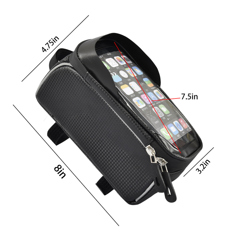 Top Tube Bag Phone Holder Bag con auricolare con buco per finestra 8x3.2x4.75