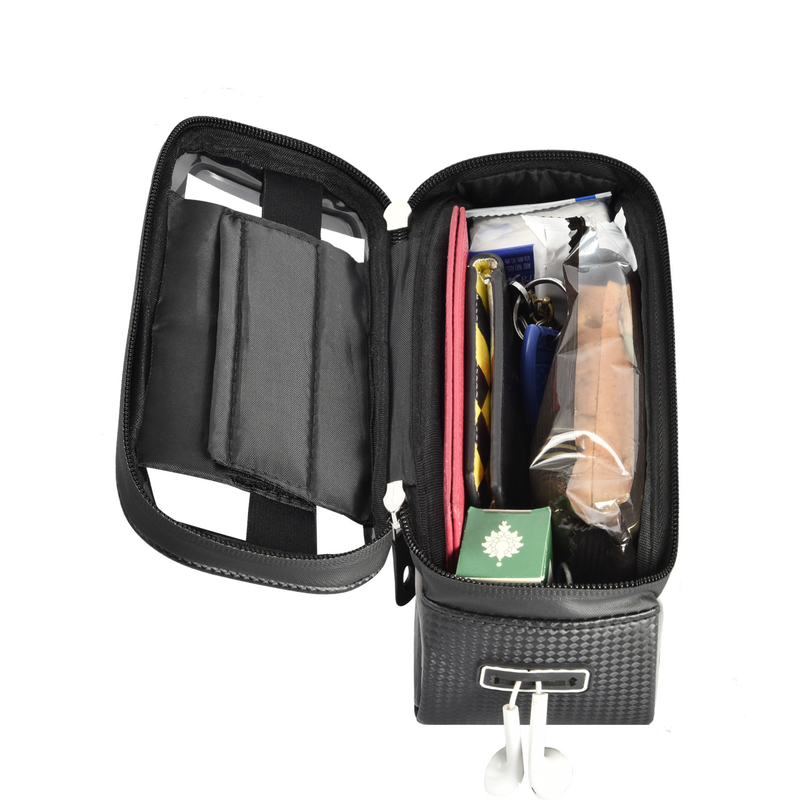 Top Tube Bag Phone Holder Bag con auricolare con buco per finestra 8x3.2x4.75