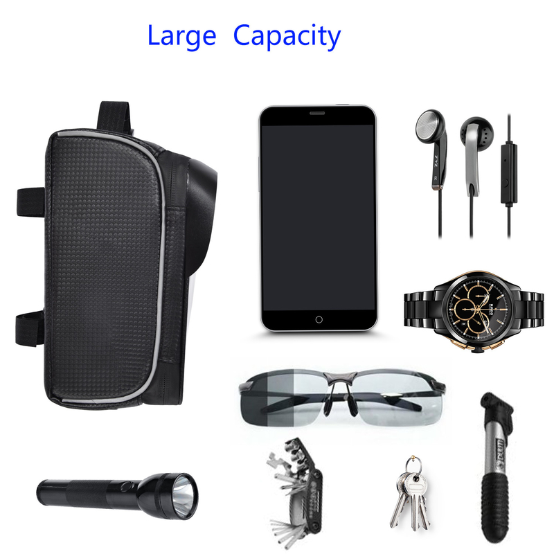 Top Tube Bag Phone Holder Bag con auricolare con buco per finestra 8x3.2x4.75