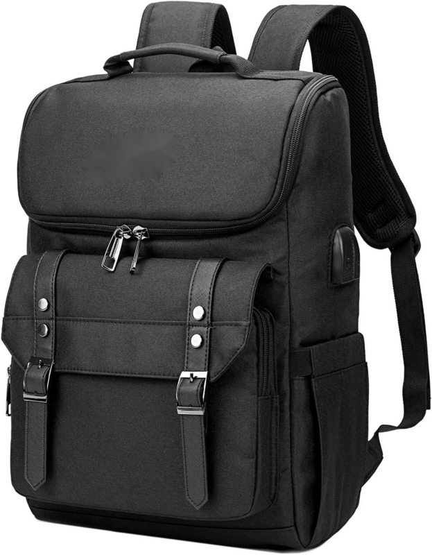 Borsa da viaggio da notte grande e nera con porta di ricarica USB per donne e uomini