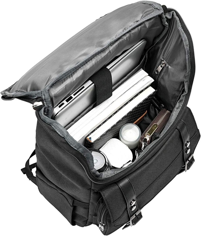 Borsa da viaggio da notte grande e nera con porta di ricarica USB per donne e uomini