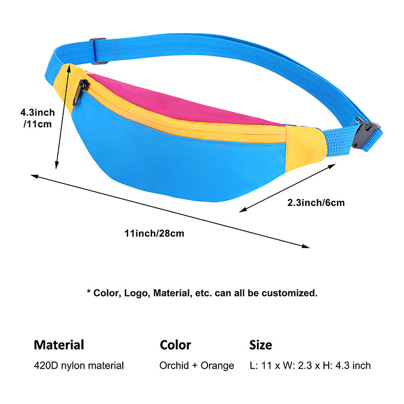 Strap Sling Waist Bag Donna Nylon Fanny Pack 420D 11X2.3X4.3 pollici