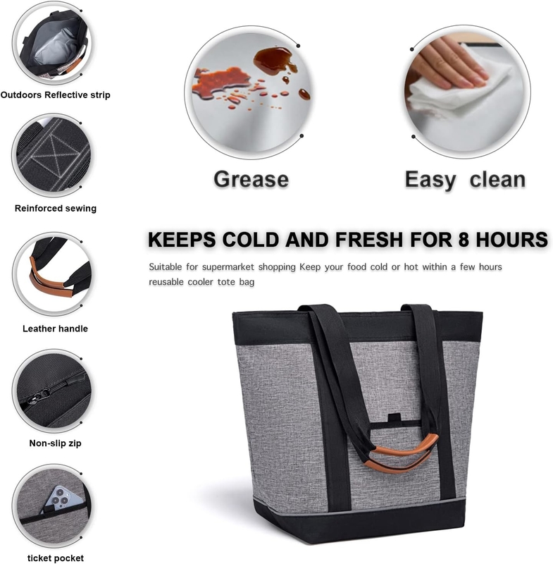 Trasporto grande isolato riutilizzabile alimentari Tote Picnic Custom Travel Cooler Bag per cibo freddo o caldo